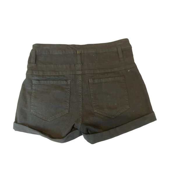 Mossimo Womens Denim Jeans Shorts Roll Cuffed Hem Button Fly Black Size 6/28 - Picture 2 of 10